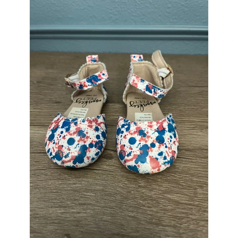 Monkey Feet Baby Toddler Splatter Paint Mary Jane Flats Shoes‎ 12 18M